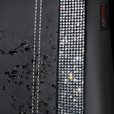 CAR PASS Bling Diamond Car Seat Covers Full Set, Shining Rhinestone Waterproof Faux Leather, Rear with Zipper, Universal Fit Automotive Glitter Crystal Sparkle Strips for Cute Women Girl, Silver - Image 8