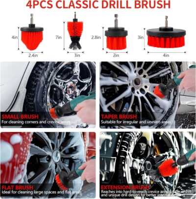 35Pcs Car Detailing Kit, Car Cleaning Kit with Windshield Cleaning Tool and Tool Box, Interior & Exterior Auto Care Supplies and Brushes (B：35PCS-R) - Image 3