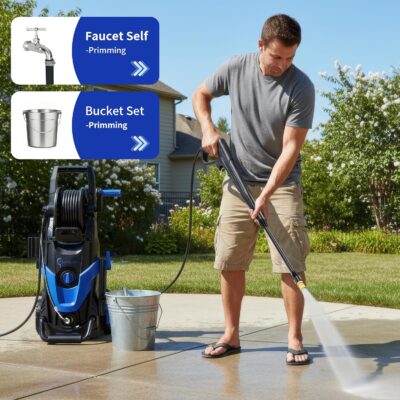 2026 Upgrade Pressure Power Washer 4800PSI w/4 Quick Connect Nozzles, Inlet Hose & Filter&500ML Soap Tank, High Cleaning Machine for Cars/Fences/Driveways/Patios/Home Cleaning,Blue - Image 8