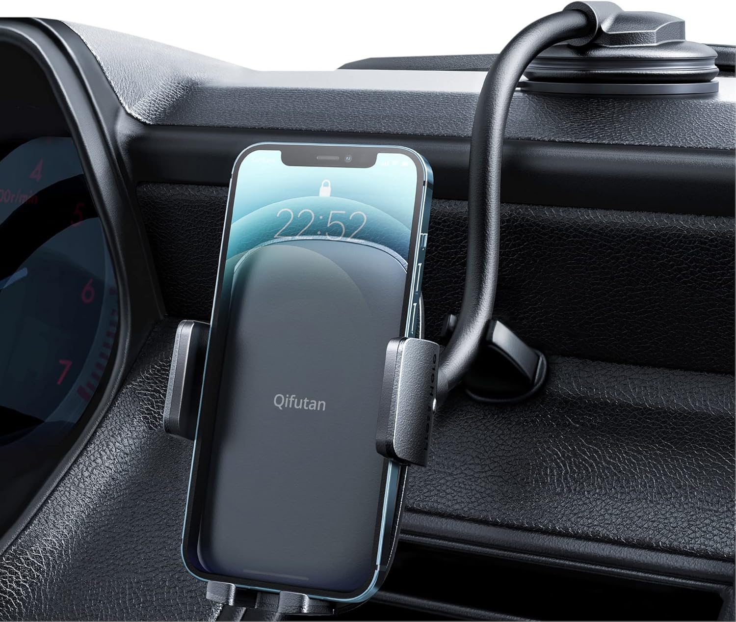 81sgKHRN7mL._AC_SL1500_.jpg Qifutan Cell Phone Holder for Car Phone Mount Long Arm Dashboard Windshield Car Phone Holder Anti-Shake Stabilizer Phone Car Holder Compatible with All Phone Android Smartphone, Black - Image 1