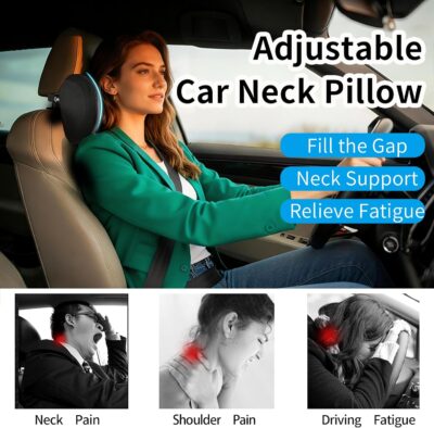 Car Neck Pillow Adjustable Up and Down Style 2 Pack,Car Headrest Pillow for Neck Support Relieves Driving Fatigue, Soft Memory Form and Ergonomic Design Fits Most Heights and Car Seats (Black) - Image 2