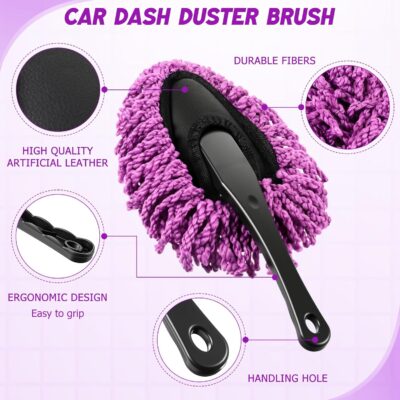 16 Pcs Windshield Cleaner Tool, Car Cleaning Kit with Various Detailing Brushes Set Spray Bottle Cleaner Towel Cleaning Gel Accessories Car Interior Detailing Kit for Windows Vents(Purple) - Image 4