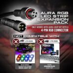 OPT7 Aura Single Row Expansion Pack - 2pc 12” RGB Multicolor LED Strips w/Splitters and Extension Wires for Interior, Wheel Well, Grille, Golf Cart, Car, Boat Underglow Lights - Image 5
