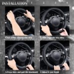 CAR PASS Bling Diamond Leather Steering Wheel Cover, With Sparkly Crystal Glitter Rhinestones Universal Fit 14"1/2-15" Car Wheel Protector for Women Girl Fit Suvs,Vans,Sedans,Car,Trucks, Black Diamond - Image 5