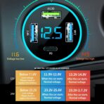 Car Charger Adapter, 4-Port Cigarette Lighter USB Charger Adapter with Voltmeter PD 3.0 & QC 3.0 Car USB Charger Multi Port Accessories Fast Charging for iPhone, Samsung, iPad & Phone Tablets - Image 3