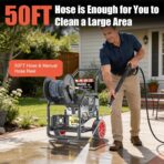 4400PSI Gas Pressure Washer with Hose Reel, One-Button Start 420cc 15HP 4-Cycle Engine, 4.0 GPM Heavy Duty Power Washer with 50FT 3/8" Hose, Spray Gun & Wand, 5 Quick Connect Nozzles - Image 5
