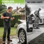Cordless Pressure Washer 260W,Portable Electric Power Washer with 6-in-1 Nozzle,700PSI High-Pressure Handheld Washer for Car Floor Yard Patio Garden Fence,10×1200mAh Battery,17FT Hose (L) - Image 2