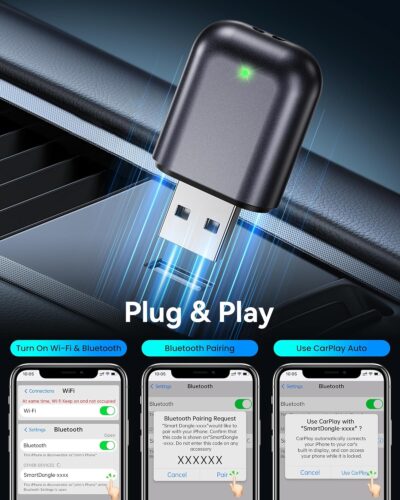 Burnt Sugar Wireless Carplay Adapter for iPhone 2026 Upgraded, Ultra-Mini USB Design for Apple Car Play Convert Wired to Wireless, Stable Low-Lag GPS Plug & Play for iOS 10+ & Cars from 2016+ (Gray) - Image 3