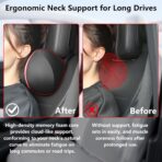 2 Pack Car Neck Pillow, Breathable Neck Support Pillow for Driving, Soft Memory Form and Ergonomic Design Fits Most Cars SUV Sedan Home Office (Black) - Image 6