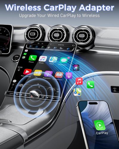 Wireless CarPlay Adapter for Apple iPhone, Converts Wired Connections to Wireless CarPlay, Zero delay, Plug-and-Play, Compatible with Apple iPhone iOS 10+ Systems and Various Vehicles（Silver White） - Image 2