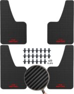 XUKEY 4pcs Black Universal Mudflaps for Car SUV Van Hatchback UTV ATV Front Rear Mud Flaps Splash Guards Fender Flares Mudguard with Hardware 14.17''x 8.27''("R.S MUD Flaps Logo)