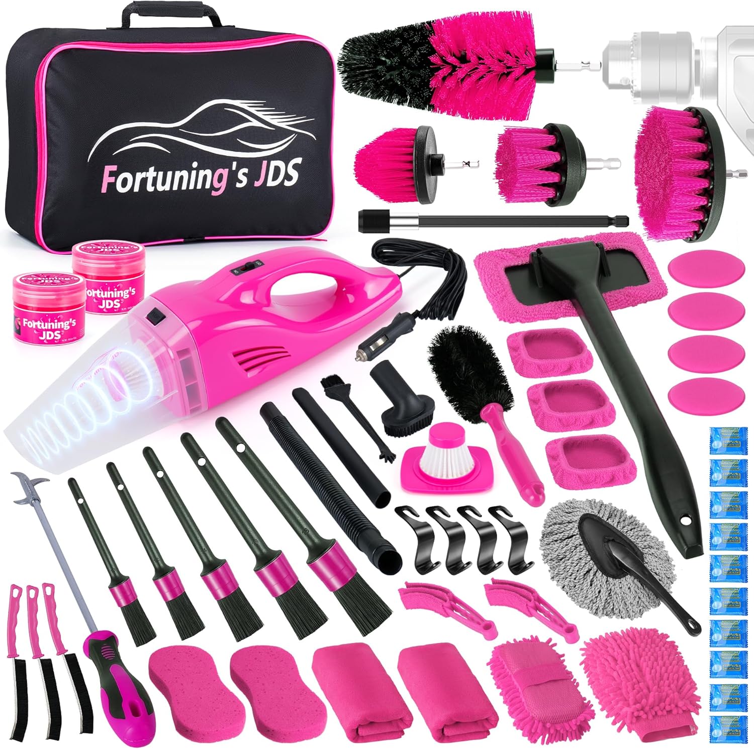 81tQqbJD5xL._AC_SL1500_.jpg 55PCS Pink Car Detailing Kit Interior Cleaner with High Power Handheld Vacuum, Car Wash kit with Detailing Brush Set,Car Interior Detailing Kit,Car Accessories for Cars,Gifts for Women - Image 1