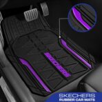Skechers Car Floor Mats,Heavy Duty Rubber Car Mats Full Set,All Weather Floor Mats,Waterproof TrimTo Fit Universal Floor Liner Car Accessories,Automotive Floor Mats for Cars Trucks SUV,Purple - Image 2