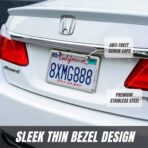 SunplusTrade 2 Stainless Steel Polish Mirror License Plate Frame + Chrome Screw Caps (Silver) - Image 5