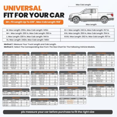 420d Truck Cover Universal Fit for Chevy Silverado for GMC Sierra for Ford F150 for RAM 1500 Waterproof Car Cover All Weather Pickup Cover with Reflective Strips(M+, Length Up to 220 inch) - Image 6