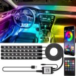 Car Interior Lights, 5V LED Strip Lights with USB Adapter, Ambient Lighting Car Accessories, App & Remote Control Music Sync Color Change Lights for Truck Car Decor (36LED Beads)
