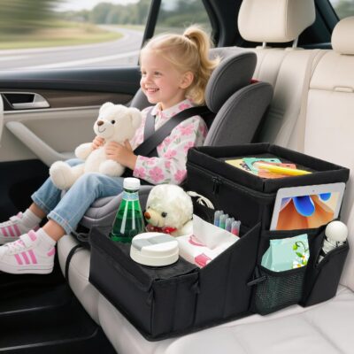 Backseat Organizer for Kids and Passenger Seat Organizer for Adults - Car Seat Cooler and Warmer with Cup Holders and Convertible Tray Lid(Black) - Image 5