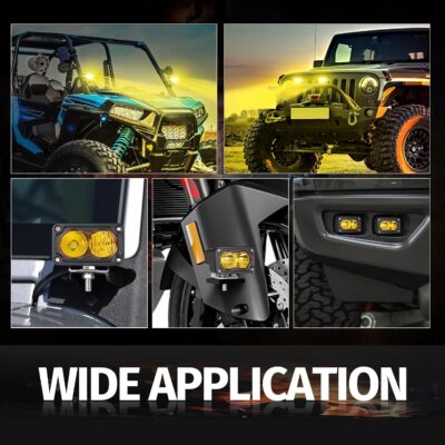LED Pods Amber, 2Pcs 40W 3 Inch Driving Light Yellow Off Road Light LED Bumper Lights Super Bright LED Work Light Cube Waterproof Combo Fog Light for Truck ATV UTV SUV Motorcycle Boat - Image 7