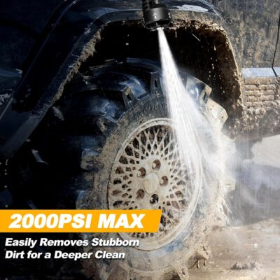 Cordless Pressure Washer with Faucet & Garden Hose Connector, 2 X 5.0AH Batteries, 2000PSI MAX Portable Pressure Washer with Brushless Motor, 4 Speed Adjustment LCD Touch Screen, 6-in-1 Nozzle - Image 2