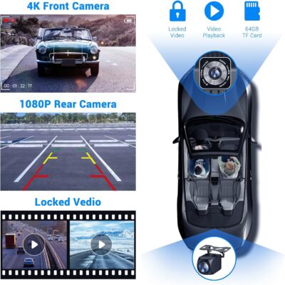 Wireless Apple Carplay Screen for Car 4K Dash Cam, 9" Portable Apple Carplay & Android Auto Car Stereo, with 1080p Backup Camera, GPS Navigation/Mirror Link/Voice Control/Bluetooth - Image 6