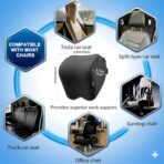 Crofy 2-Pack Car Neck Pillow, Softness Car Headrest Pillow for Driving with Adjustable Strap, 100% Memory Foam and Breathable Removable Cover, Comfortable Ergonomic Design (Black Side Rope) - Image 3