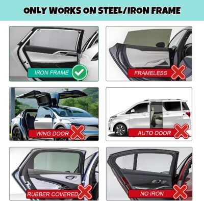 Car Window Shades, 2 Pack Magnetic Double Layer Window Shade for Baby in Car, Adjustable Privacy Blackout/See-Through Back Window Curtains for Baby Kids UV Protection - Image 4