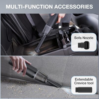 Car Handheld Vacuum Cordless 13000 PA Suction Power, Portable Mini Vacuum Cleaner for Car Home Office and Pet Hair, Black - Image 2