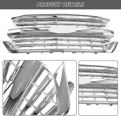 Front Bumper Upper Grille Chrome Grill Fit For 2016 2017 2018 Chevrolet Silverado 1500 Replacement for 84134045,84602489 (Chrome) - Image 3