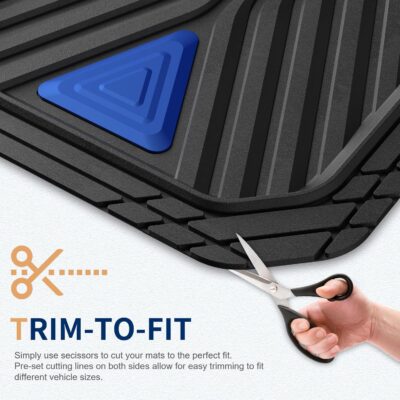 FLORICH Car Floor Mats, Heavy Duty Floor Mats for Cars, 3 Piece All-Weather Floor Mats with Anti-Slip Backing, Universal Trim-to-Fit, Waterproof Automotive Floor Mat for Cars Trucks SUV (Blue) - Image 6