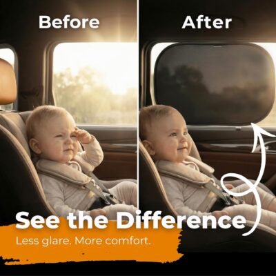 Car Window Shade for Baby with Certified UV-Protection 2 Pack - 20"x12" - Image 3