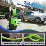 4800PSI Pressure Washer- High Power Washer with 33FT Hose, 4 Nozzles and Foam Cannon, for Home, Cars, Fences, Patio (Green) - Image 6
