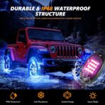4 Pods RGB LED Rock Lights for ATV UTV Golf Cart Truck RZR Offroad SUV, Waterproof Multicolor Underglow Kit for Cars with APP Music Mode, Vehicle Accent Underbody Light Underneath 12V - Image 2