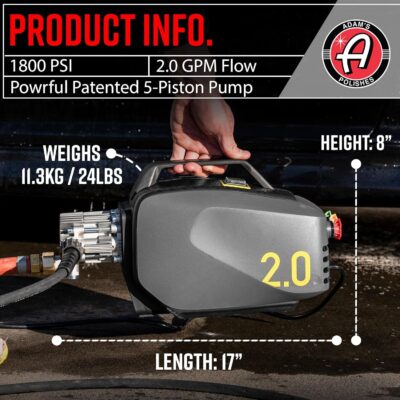 Adam's Polishes Active Pressure Washer 2.0 & Mega Foam Car Soap (5 Item) Powerful, Lightweight, Portable Electric Pressure Washer Sprayer | 1800 PSI, 2.0 GPM | for Car Home Auto Patio RV Motorcycle - Image 4