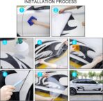 TOMALL 2Pcs 82'' Wave Flame Graphics Car Body Side Stickers Flame Racing Sports Stripe Decals for Car Universal Vinyl Waterproof Decal Decoration Accessories for Truck SUV Off-Road Vehicles (Black) - Image 6