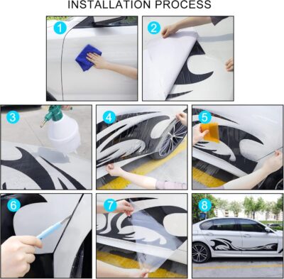 TOMALL 2Pcs 82'' Wave Flame Graphics Car Body Side Stickers Flame Racing Sports Stripe Decals for Car Universal Vinyl Waterproof Decal Decoration Accessories for Truck SUV Off-Road Vehicles (Black) - Image 6