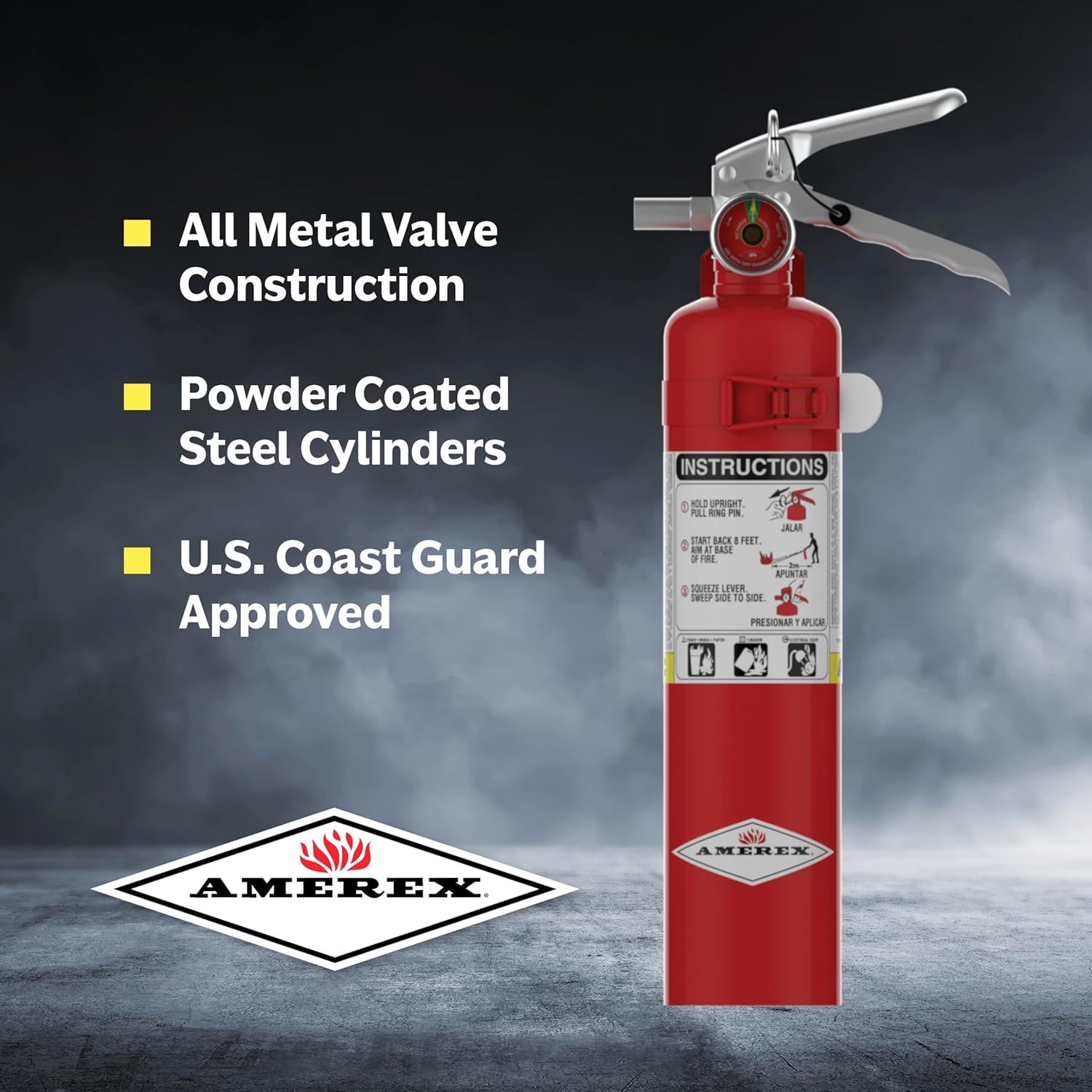 81u0POEYPmL._SL1500_.jpg Amerex B417, 2.5 lb. ABC Dry Chemical Class A B C Fire Extinguisher with Wall Bracket, 2 Pack - Image 1