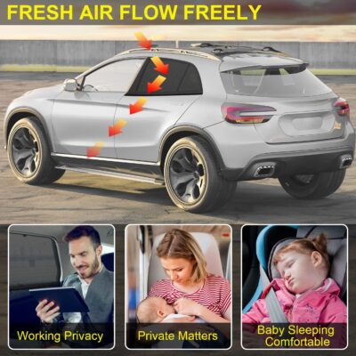 Car Window Shades for Baby, 2 Pack Car Sun Shade for Baby Kids Adults Pet, Large Size Mesh Covers Rear Side Sun Shades for SUV MPV Block UV Rays & Privacy Protection(42"x23") - Image 5