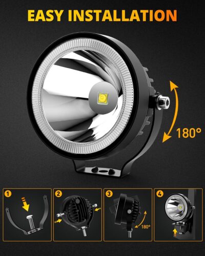 NAOEVO 4 Inch Round LED Pod Lights, 60W 6000LM LED Spot Off Road/Driving/Fog Lights for Truck Car ATV UTV Boat Motorcycle, 2-Pack (White) - Image 5