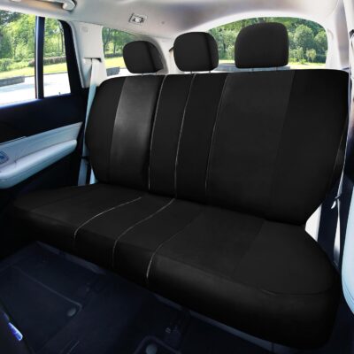 FH Group Universal Car Seat Covers Full Set for SUV Truck Sedan Vans | All-Purpose Cloth Seat Cover Set Airbag Compatible Washable Split Bench Protector Interior Upgrade - Black - Image 5