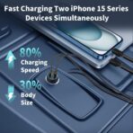 [Apple MFi Certified] iPhone 17 Car Charger, Linocell 90W USB C Car Charger Dual PD Power Cigarette Lighter Adapter with 2Pack Type C Braided Cable for iPhone 17/17 Pro Max/16/15/Galaxy S26/S25/Pixel - Image 8
