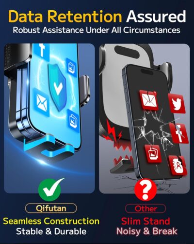 Qifutan Dash Mounted Holders Phone Holders for Your Car Phone Mount for Car Windshield Dashboard Air Vent Universal Desk Mounts Hands Free Automobile Cell Phone Holder Fit for iPhone Smartphone - Image 7