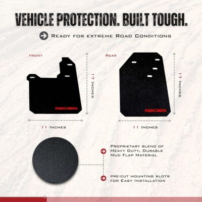 REK GEN Mud Flaps Compatible with Toyota Tacoma Gen3 (2016–2023) - Heavy Duty Mud Guards for Off-Road Protection - Easy Install - Durable Toyota Tacoma Accessories - USA Made (Stock, Red) - Image 2