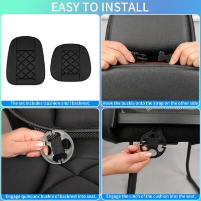 Chezope Car Seat Cushion with Back Support Pillow, Car Seat Cushion for Long Driving, Breathable Car Seat Protector, 1.2'' Thick Memory Foam Design for Pain Relief, Seat Pad for Car SUV Truck (Black) - Image 5
