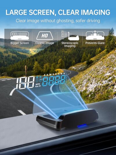 Head Up Display for Cars HOBS, Moman OBD2 Gauge Car HUD Digital GPS Speedometer with Projection Reflector Hudway Drive KM/H MPH Multiple Alarms for Most Cars with OBDII/EUOB After 2008 - Image 3
