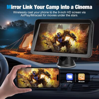 9" Wireless CarPlay Screen for Car, Apple CarPlay & Android Auto Receiver with 1080P Backup Camera, HD Touchscreen, Bluetooth, GPS, Voice Control，Universal Fit for All Cars - Image 4