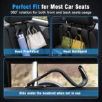 Amooca Car Seat Headrest Hook 4 Pack Hanger Storage Organizer Universal for Handbag Purse Coat fit Universal Vehicle Car Black S Type - Image 4