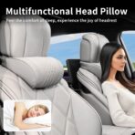 Car Headrest Memory Foam Neck Pillow for Driving with Leather Cover Soft Comfortable Seat Head Pillow Cushion for Most Cars SUV Sedan Home Office Off-White (Beige) (1PC) - Image 8
