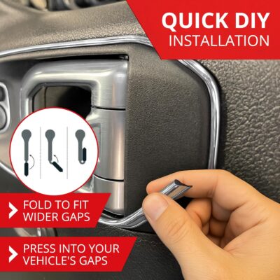 All-Fit Automotive Car Gap Filler – 10 Ft Chrome Trim Molding for Car Accessories Interior – Universal, Flexible Car Interior Accessories for Dashboards, Panels, & Air Vents – Easy DIY Installation - Image 4