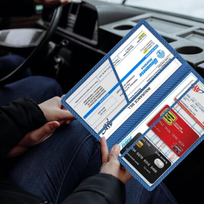 TOURSUIT Car Registration and Insurance Card Holder, Vehicle License Document Glove Box Compartment Organizer, Essential Car Wallet Case for Driver Auto Owners (Carbon Blue) - Image 6