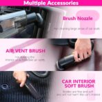 ThinkLearn Car Cleaning Kit, Car Vacuum Detailing Kit Interior with High Power Handheld Vacuum, Including 7Pcs Detailing Brush Set, Windshield Cleaner, Pink Car Accessories for Women - Image 3